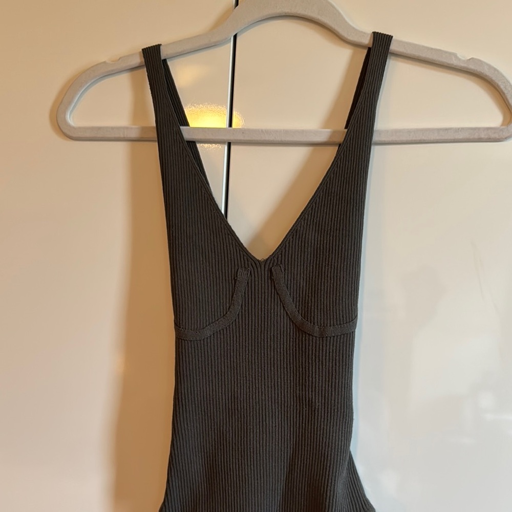 ASOS Army Green Ribbed Sleeveless Bodysuit, Sz US 8